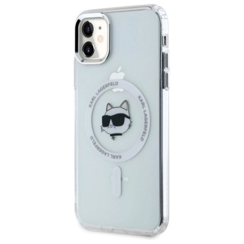 Etui Karl Lagerfeld IML Metal Choupette Head MagSafe na iPhone 11 - białe Karl Lagerfeld