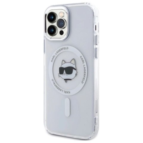 Etui Karl Lagerfeld IML Metal Choupette Head MagSafe na iPhone 12 - białe Karl Lagerfeld