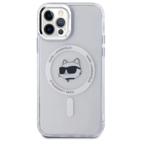 Etui Karl Lagerfeld IML Metal Choupette Head MagSafe na iPhone 12 - białe Karl Lagerfeld