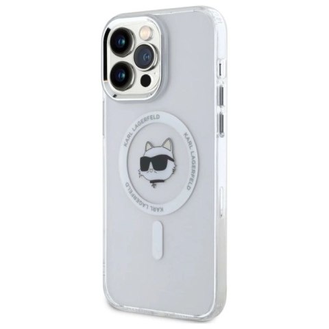 Etui Karl Lagerfeld IML Metal Choupette Head MagSafe na iPhone 13 Pro - białe Karl Lagerfeld