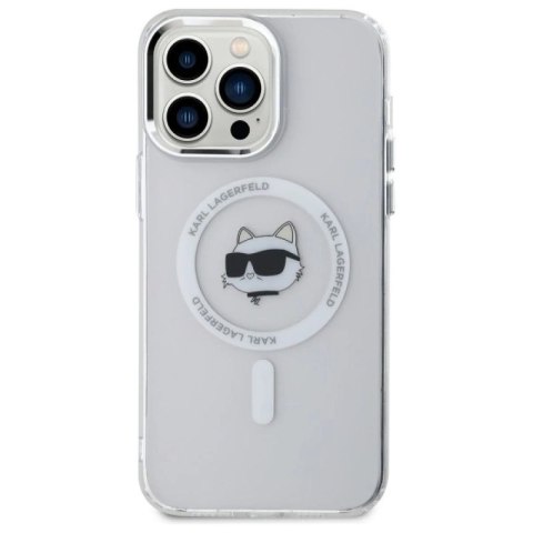Etui Karl Lagerfeld IML Metal Choupette Head MagSafe na iPhone 13 Pro - białe Karl Lagerfeld
