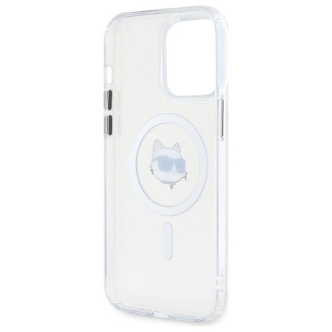 Etui Karl Lagerfeld IML Metal Choupette Head MagSafe na iPhone 13 Pro - białe Karl Lagerfeld
