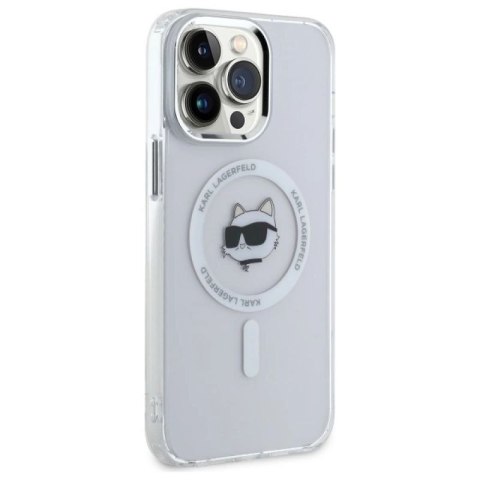 Etui Karl Lagerfeld IML Metal Choupette Head MagSafe na iPhone 14 Pro Max - białe Karl Lagerfeld