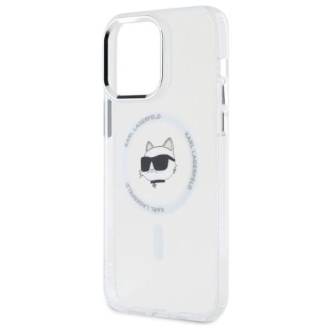 Etui Karl Lagerfeld IML Metal Choupette Head MagSafe na iPhone 14 Pro Max - białe Karl Lagerfeld
