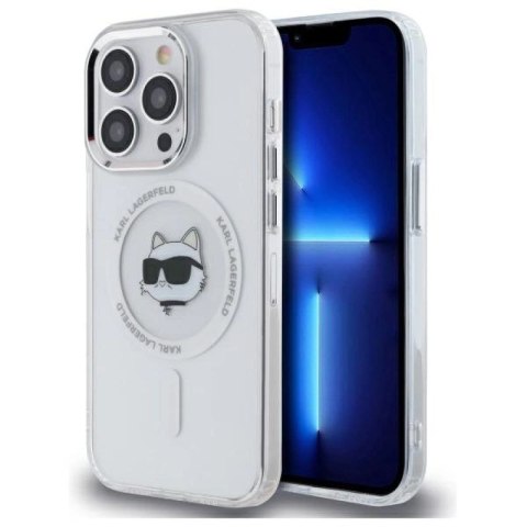 Etui Karl Lagerfeld IML Metal Choupette Head MagSafe na iPhone 14 Pro - białe Karl Lagerfeld
