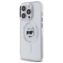 Etui Karl Lagerfeld IML Metal Choupette Head MagSafe na iPhone 14 Pro - białe Karl Lagerfeld