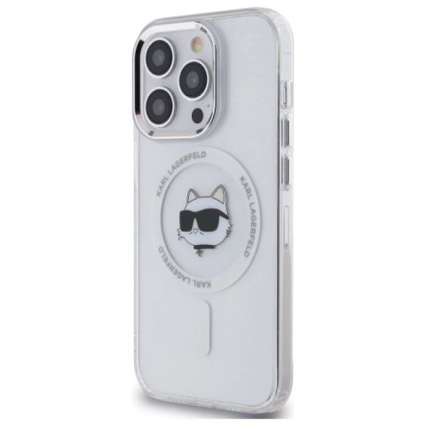 Etui Karl Lagerfeld IML Metal Choupette Head MagSafe na iPhone 14 Pro - białe Karl Lagerfeld