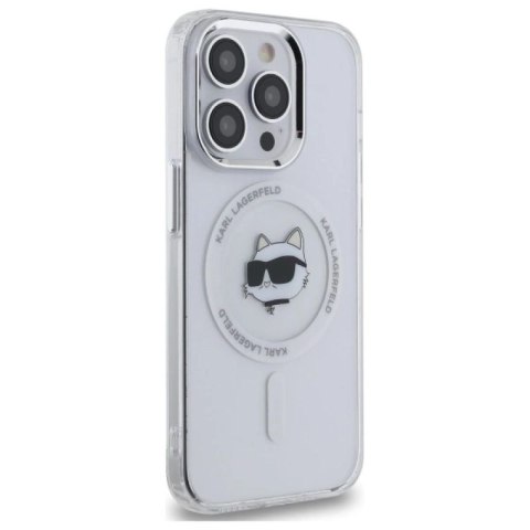 Etui Karl Lagerfeld IML Metal Choupette Head MagSafe na iPhone 14 Pro - białe Karl Lagerfeld
