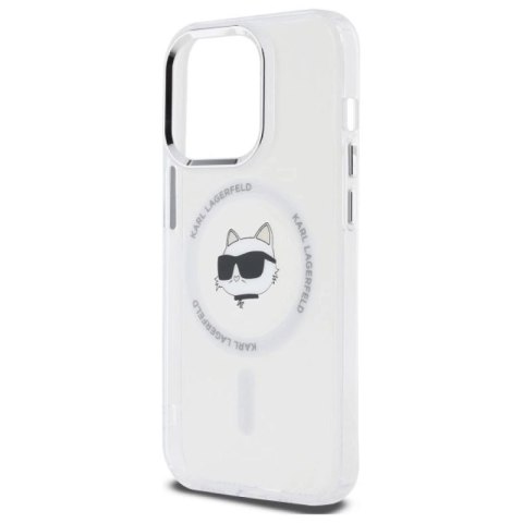 Etui Karl Lagerfeld IML Metal Choupette Head MagSafe na iPhone 14 Pro - białe Karl Lagerfeld