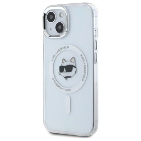 Etui Karl Lagerfeld IML Metal Choupette Head MagSafe na iPhone 15 Plus - białe Karl Lagerfeld