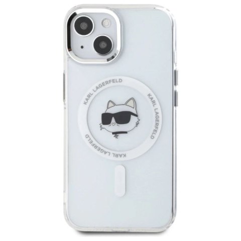Etui Karl Lagerfeld IML Metal Choupette Head MagSafe na iPhone 15 Plus - białe Karl Lagerfeld
