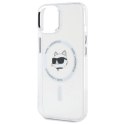 Etui Karl Lagerfeld IML Metal Choupette Head MagSafe na iPhone 15 Plus - białe Karl Lagerfeld