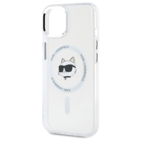 Etui Karl Lagerfeld IML Metal Choupette Head MagSafe na iPhone 15 Plus - białe Karl Lagerfeld