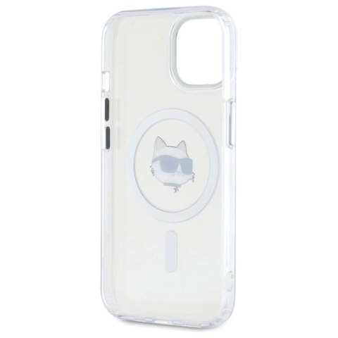 Etui Karl Lagerfeld IML Metal Choupette Head MagSafe na iPhone 15 Plus - białe Karl Lagerfeld