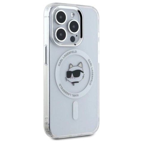 Etui Karl Lagerfeld IML Metal Choupette Head MagSafe na iPhone 15 Pro Max - białe Karl Lagerfeld