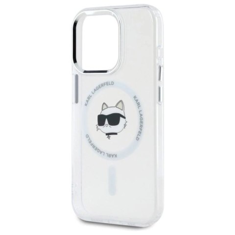 Etui Karl Lagerfeld IML Metal Choupette Head MagSafe na iPhone 15 Pro Max - białe Karl Lagerfeld