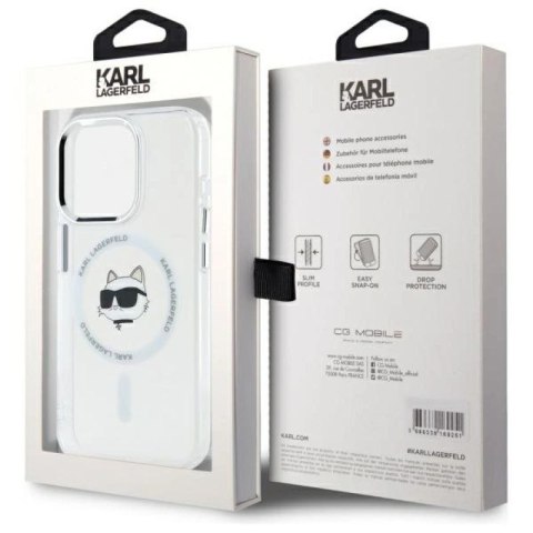 Etui Karl Lagerfeld IML Metal Choupette Head MagSafe na iPhone 15 Pro Max - białe Karl Lagerfeld