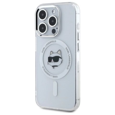 Etui Karl Lagerfeld IML Metal Choupette Head MagSafe na iPhone 15 Pro - białe Karl Lagerfeld