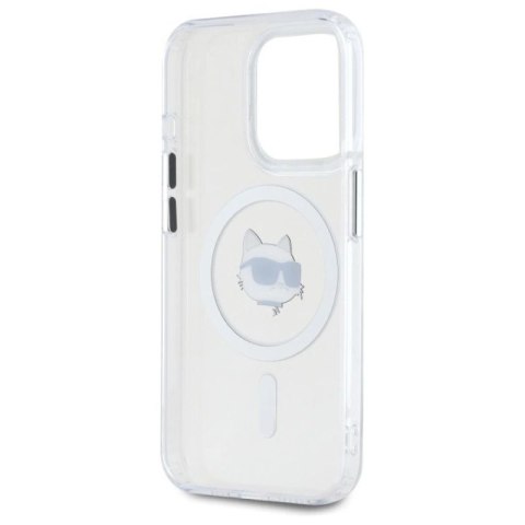Etui Karl Lagerfeld IML Metal Choupette Head MagSafe na iPhone 15 Pro - białe Karl Lagerfeld