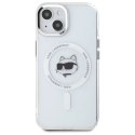 Etui Karl Lagerfeld IML Metal Choupette Head MagSafe na iPhone 15 - białe Karl Lagerfeld
