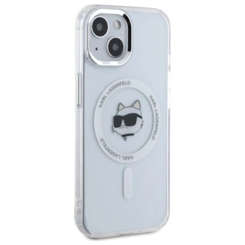 Etui Karl Lagerfeld IML Metal Choupette Head MagSafe na iPhone 15 - białe Karl Lagerfeld