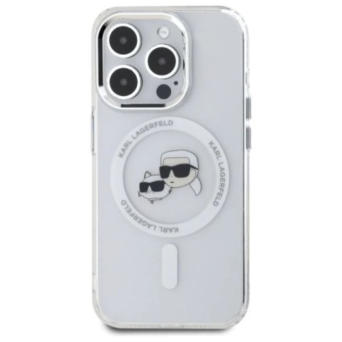 Etui Karl Lagerfeld IML Metal Karl&Choupette Head MagSafe na iPhone 15 Pro - białe Karl Lagerfeld