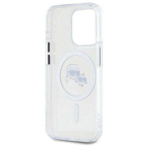 Etui Karl Lagerfeld IML Metal Karl&Choupette Head MagSafe na iPhone 15 Pro - białe Karl Lagerfeld