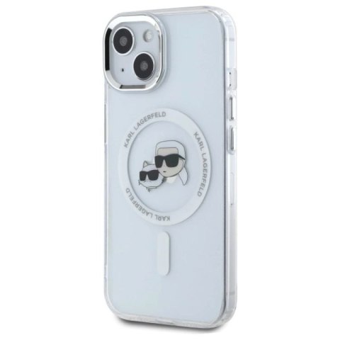 Etui Karl Lagerfeld IML Metal Karl&Choupette Head MagSafe na iPhone 15 - białe Karl Lagerfeld