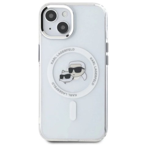 Etui Karl Lagerfeld IML Metal Karl&Choupette Head MagSafe na iPhone 15 - białe Karl Lagerfeld