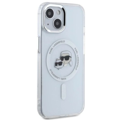 Etui Karl Lagerfeld IML Metal Karl&Choupette Head MagSafe na iPhone 15 - białe Karl Lagerfeld