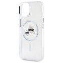 Etui Karl Lagerfeld IML Metal Karl&Choupette Head MagSafe na iPhone 15 - białe Karl Lagerfeld