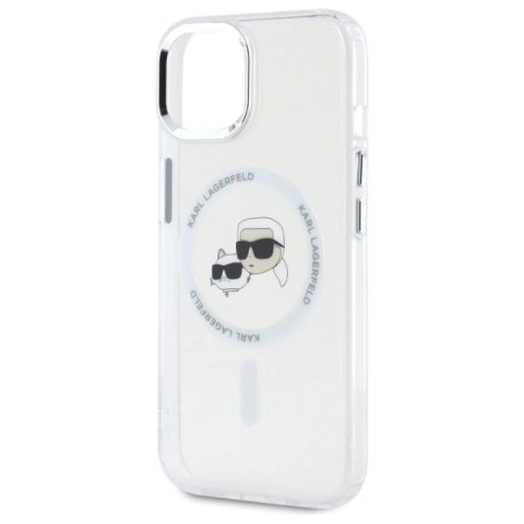Etui Karl Lagerfeld IML Metal Karl&Choupette Head MagSafe na iPhone 15 - białe Karl Lagerfeld