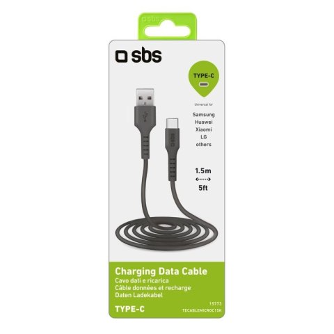 Kabel SBS TECABLEMICROC15K USB-A - USB-C 1,5m - czarny SBS