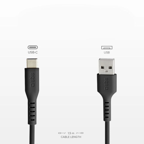 Kabel SBS TECABLEMICROC15K USB-A - USB-C 1,5m - czarny SBS