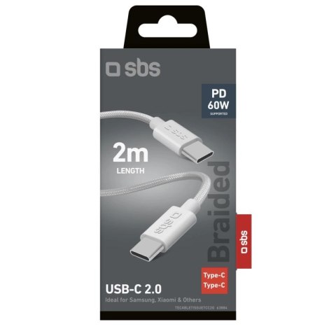 Kabel SBS TECABLETISSUETCC2G 2 x USB-C 2m 60W z Power Delivery - szary SBS