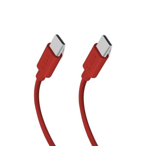 Kabel SBS TECABLETISSUETCCR USB-C - USB-C 1,5m 60 W w oplocie - czerwony SBS