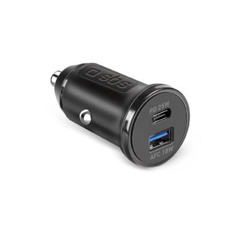 Ładowarka samochodowa SBS TECRPD25W 25W USB-A USB-C z Power Delivery - czarna SBS