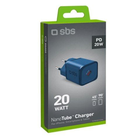Ładowarka sieciowa SBS TETRGAN1C20B 20W GaN z Power Delivery - niebieska SBS