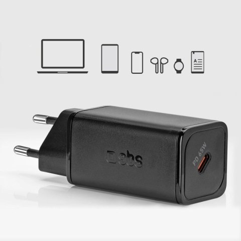 Ładowarka sieciowa SBS TETRGAN1C65W 65W GaN z Power Delivery - czarna SBS