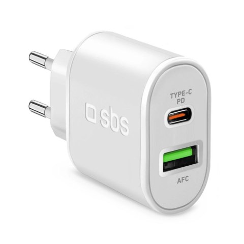 Ładowarka sieciowa SBS TETRPD20W 20W USB-A USB-C z Power Delivery - biała SBS
