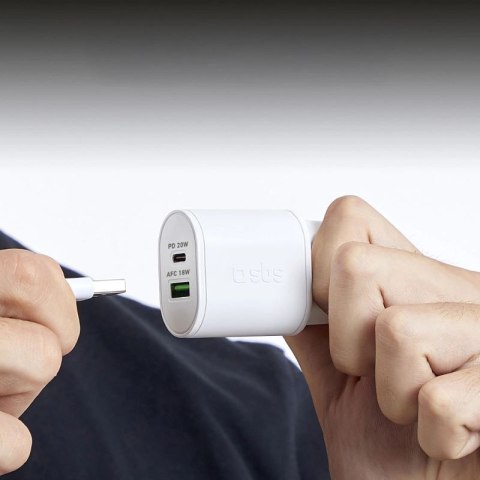 Ładowarka sieciowa SBS TETRPD20W 20W USB-A USB-C z Power Delivery - biała SBS
