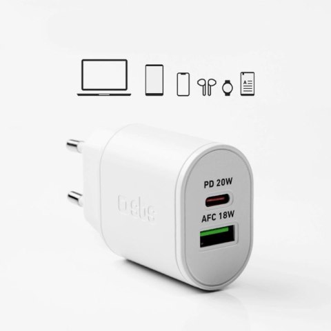 Ładowarka sieciowa SBS TETRPD20W 20W USB-A USB-C z Power Delivery - biała SBS