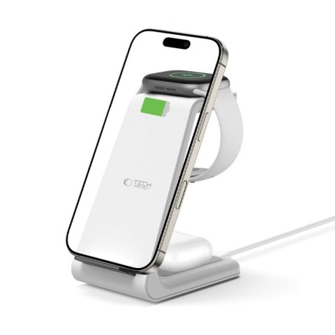 Stacja ładująca Tech-Protect QI15W-A36 3w1 dla Apple - biała Tech-Protect