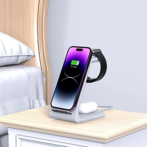 Stacja ładująca Tech-Protect QI15W-A36 3w1 dla Apple - biała Tech-Protect