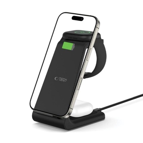 Stacja ładująca Tech-Protect QI15W-A36 3w1 dla Apple - czarna Tech-Protect