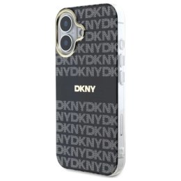 Etui DKNY Repeat Texture Pattern With Stripe na iPhone 16 - czarne DKNY