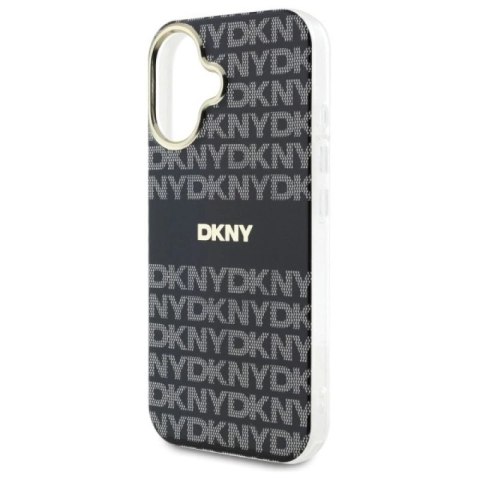 Etui DKNY Repeat Texture Pattern With Stripe na iPhone 16 - czarne DKNY