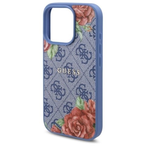 Etui Guess 4G Flowers Print MagSafe na iPhone 16 Pro Max - niebieskie Guess