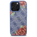 Etui Guess 4G Flowers Print MagSafe na iPhone 16 Pro - niebieskie Guess