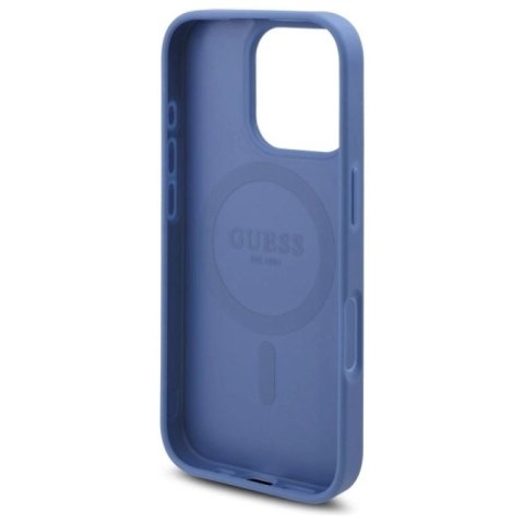 Etui Guess 4G Flowers Print MagSafe na iPhone 16 Pro - niebieskie Guess